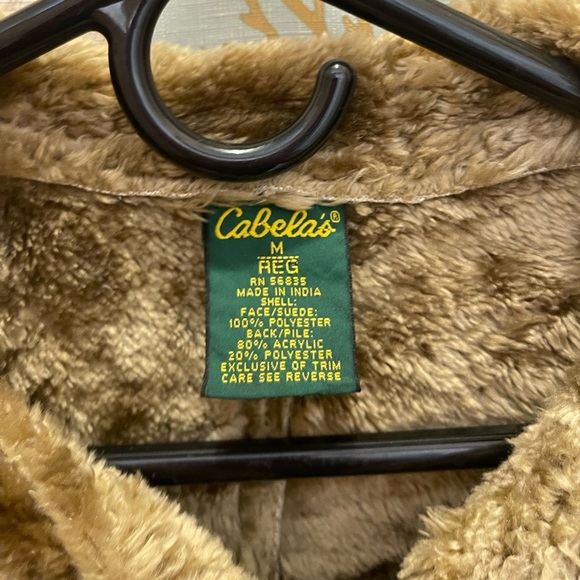 CABELAS Faux Fur Suede Sport Outdoor Barn Utility Hunting Jacket Coat Med Brown - Picture 9 of 12